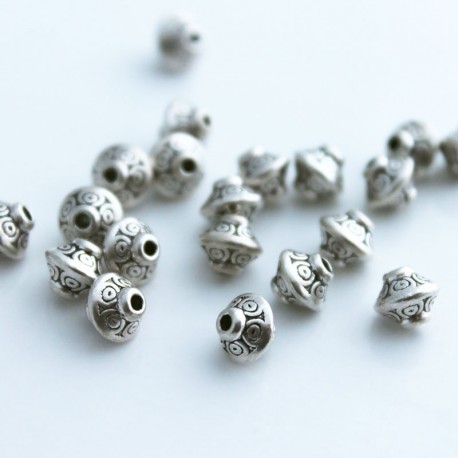 6mm Metal Bicone Beads Antique Silver Tone - Pack of 20