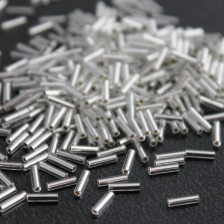 Miyuki 6mm Bugle Beads - Silver Lined Crystal - 10g