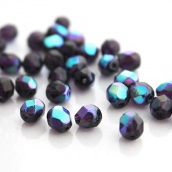 6mm Fire Polished Czech Glass Beads - Tanzanite AB