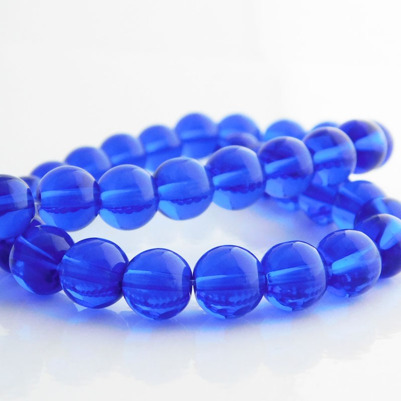 Vintage cobalt blue faceted round glass beads--8 mm. 
