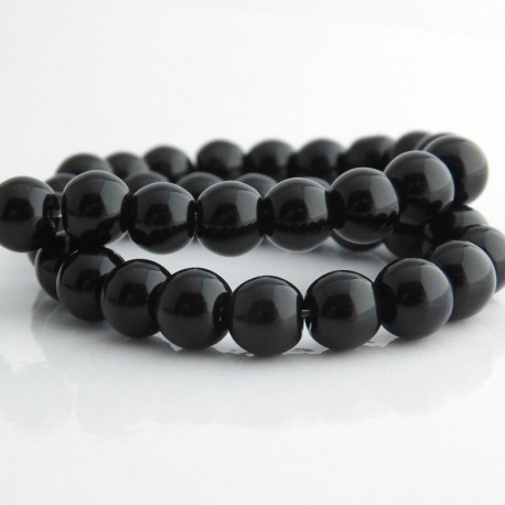 8mm Black Round Glass Beads