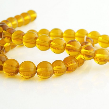 8mm Light Amber Round Glass Beads