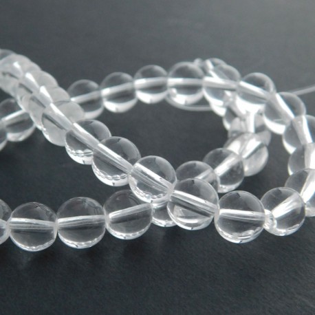 8mm Round Glass Beads - Clear - Pack of 40