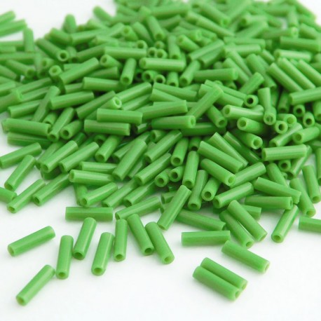 Miyuki 6mm Bugle Beads - Opaque Green - 10g