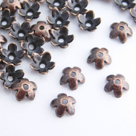 6mm Copper Tone Bead Caps - Flower- Pack of 50