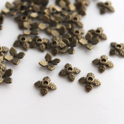 6mm Bronze Tone Bead Cap - Leaf - Pack of 60