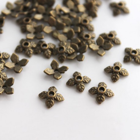 6mm Bronze Tone Bead Cap - Leaf - Pack of 60