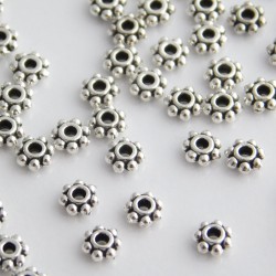 4mm Antique Silver Tone Daisy Spacer Beads