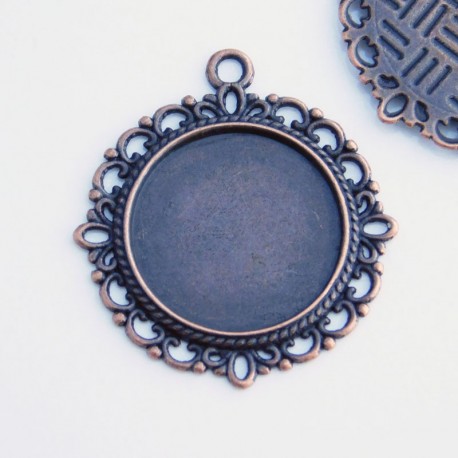 Round Cabochon Setting - Antique Copper Tone (fits 20mm) - Pack of 1