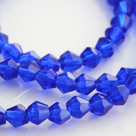 4mm Glass Bicone Beads - Cobalt Blue