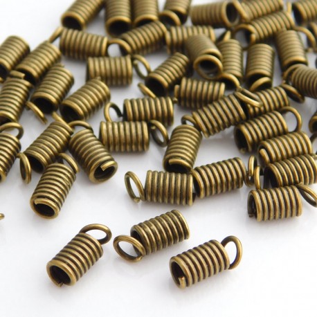 Coil End Crimps - Antique Bronze Tone