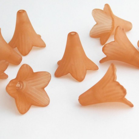 22mm Frosted Acrylic Flower Beads - Burnt Orange