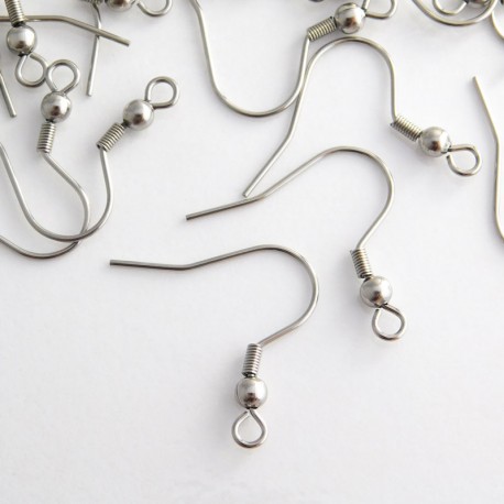 Stainless Steel 21mm Earwires (grade 316L) - 10 Pairs