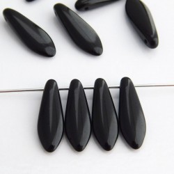Czech Glass Dagger Beads 5mm x 16mm - Jet - Pack of 10