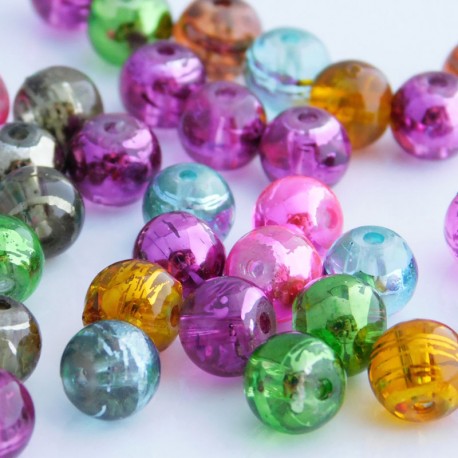 8mm Drawbench Glass Beads - Mixed Metallic