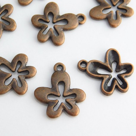 17mm Flower Charms - Copper Tone - Pack of 8