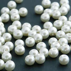 6mm Value Glass Pearl Beads - Ivory