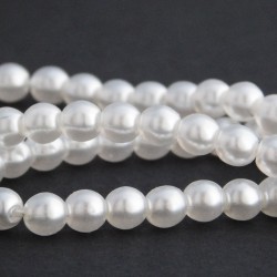 6mm Czech Glass Pearl Beads - Bridal White - Pack of 75