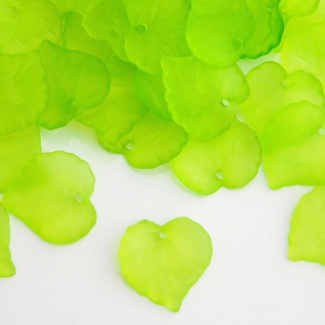 16mm Frosted Acrylic Leaves - Lime Green