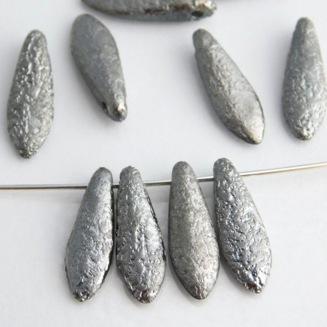 Etched Dagger Beads 5mm x 16mm - Crystal Full Chrome