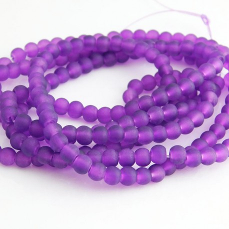 4mm Frosted Glass Beads - Purple