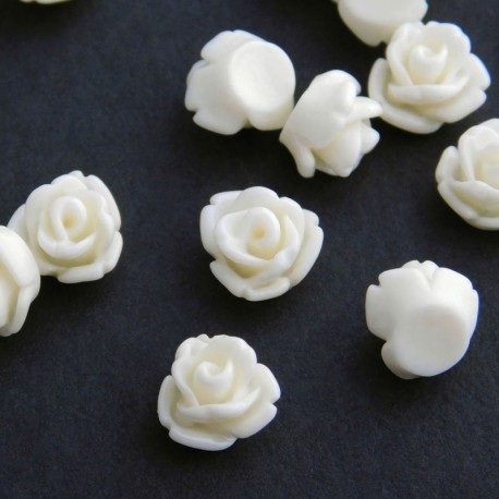 Tiny Resin Flower Cabochons - Light Cream