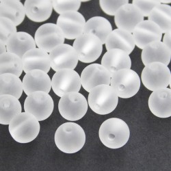6mm Frosted Glass Beads - Clear - Pack of 100