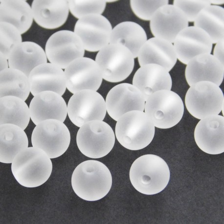 6mm Frosted Glass Beads - Clear - Pack of 100