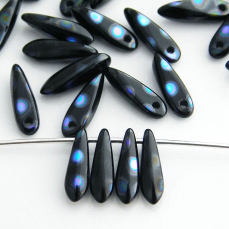 Dagger Beads 10mm - Jet AB Dots