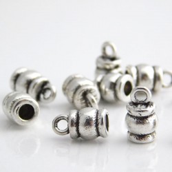 3.2mm Cord End Caps - Antique Silver Tone - Pack of 10