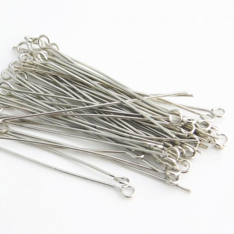 50mm Silver Tone Eyepins - Pack of 50