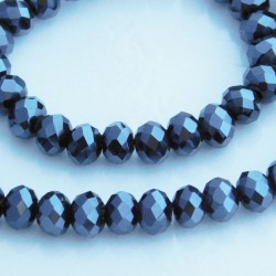 4mm x 6mm Crystal Rondelle Beads - Pearlised Black