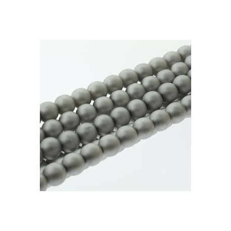 4mm Czech Glass Pearl Beads - Matt Silver - Pack of 120