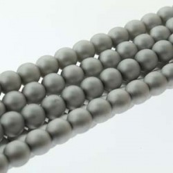 6mm Czech Glass Pearl Beads Matt Silver - Pack of 75
