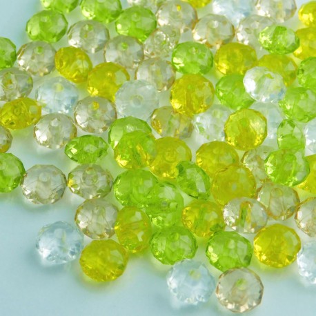 5x8mm Acrylic Rondelle Beads Lemon & Lime Mix - Pack of 100