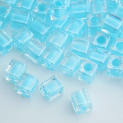 Miyuki Cube Beads 4mm - Clear Colour Lined Ice Blue - 10g