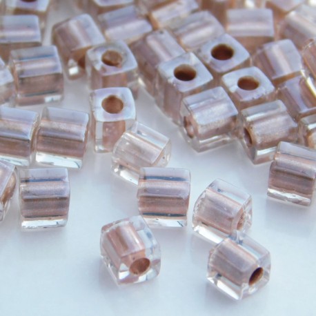 Miyuki Cube Beads 4mm - Clear Colour Lined Metallic Copper - 10g