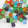 4mm Polished Glass Cube Beads Mixed Colours - Pack of 100