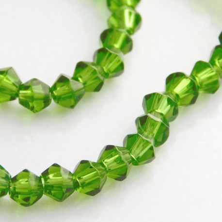 4mm Glass Bicone Beads Green - 31cm Strand