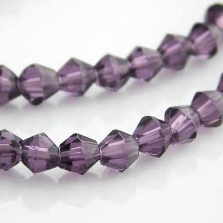 4mm Glass Bicone Beads Amethyst - 31cm Strand