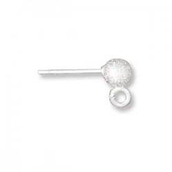 4mm Sterling Silver Stardust Earring Studs With Ball & Loop - 1 Pair