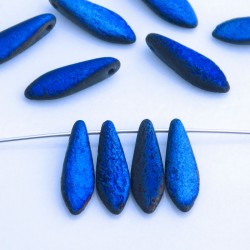 Etched Dagger Beads 5mm x 16mm - Jet Azuro - Pack of 10