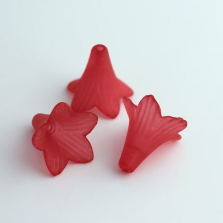 22mm Frosted Acrylic Flower Beads - Red