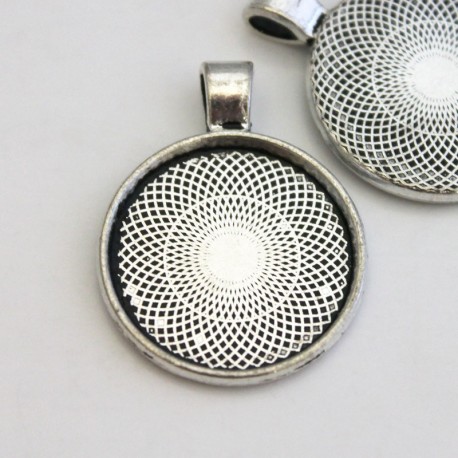 Round Cabochon Setting - Antique Silver Tone (fits 25mm) - Pack of 1