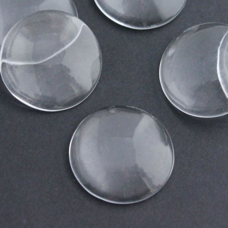 Clear Glass Dome Cabochons - 25mm Round