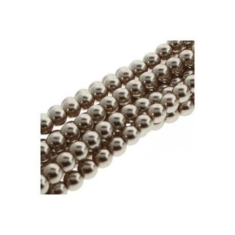 6mm Czech Glass Pearl Beads - Champagne - Pack of 75