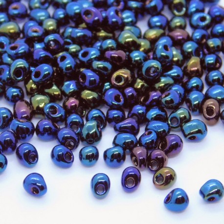 Miyuki 3.4mm Drop Beads - Metallic Dark Blue Iris - 10g