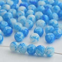 6mm Marbled Glass Beads - Blue