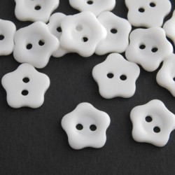 12mm Resin Flower Buttons - White - Pack of 25