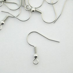 18mm Earwires - Silver Tone - 50 Pairs